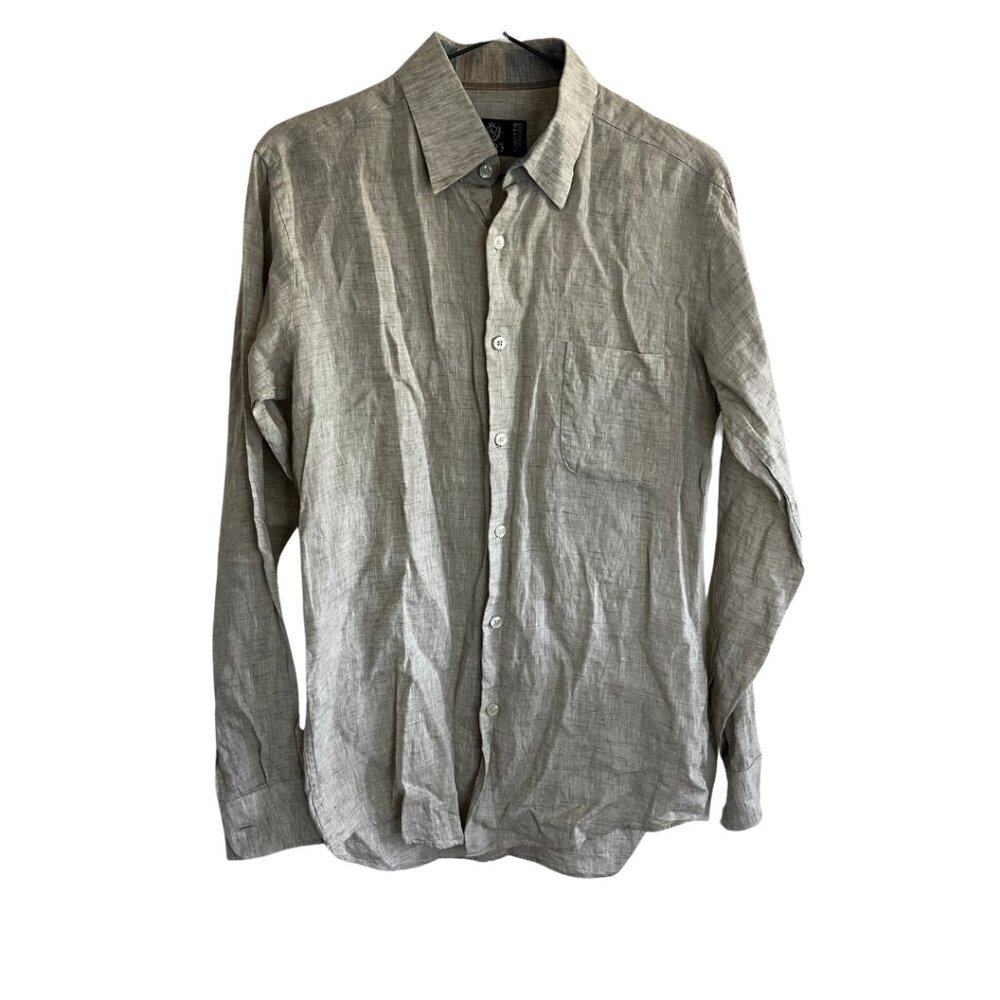 Forsyth of Canada Tan 100% Linen Lightweight Breezy Button Up Long Sleeve Shirt
